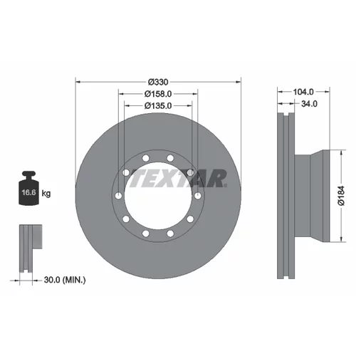 Brzdový kotúč TEXTAR 93085400