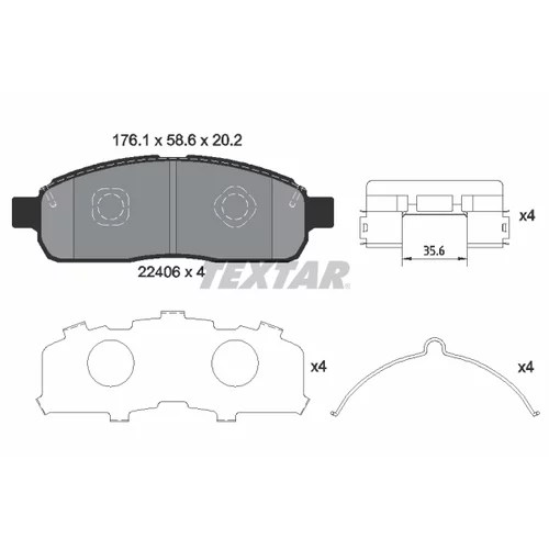 Sada brzdových platničiek kotúčovej brzdy TEXTAR 2240601