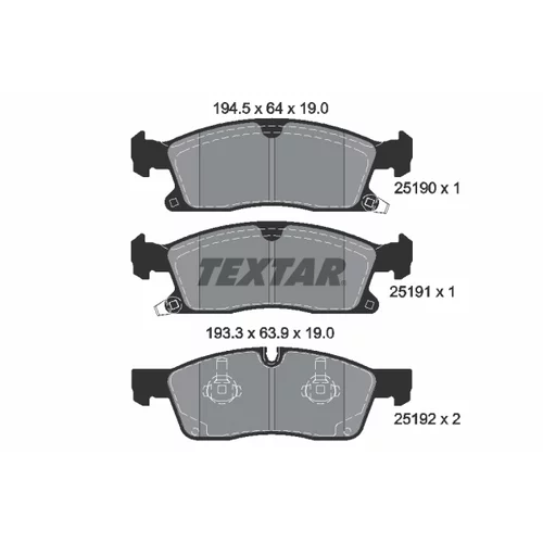 Sada brzdových platničiek kotúčovej brzdy TEXTAR 2519002