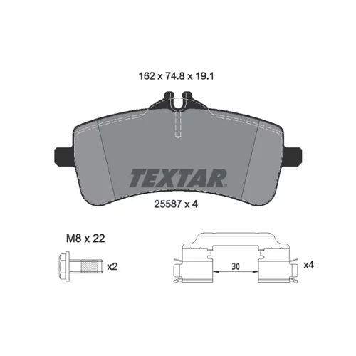 Sada brzdových platničiek kotúčovej brzdy TEXTAR 2558701