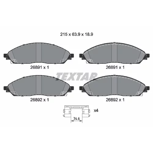 Sada brzdových platničiek kotúčovej brzdy TEXTAR 2689101