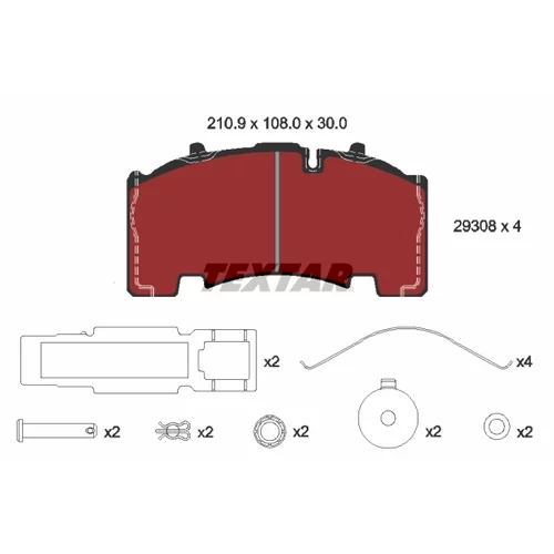 Sada brzdových platničiek kotúčovej brzdy TEXTAR 2930801 - obr. 1
