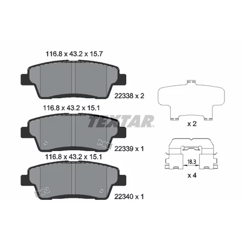 Sada brzdových platničiek kotúčovej brzdy TEXTAR 2233801