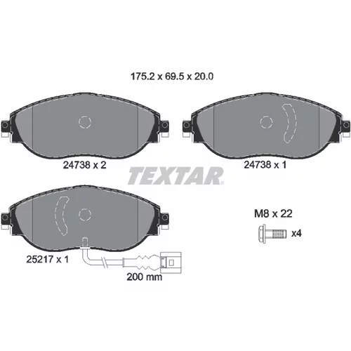 Sada brzdových platničiek kotúčovej brzdy TEXTAR 2473803