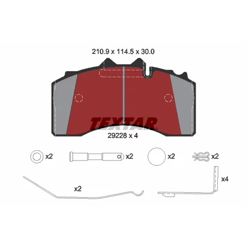 Sada brzdových platničiek kotúčovej brzdy TEXTAR 2922801 - obr. 1