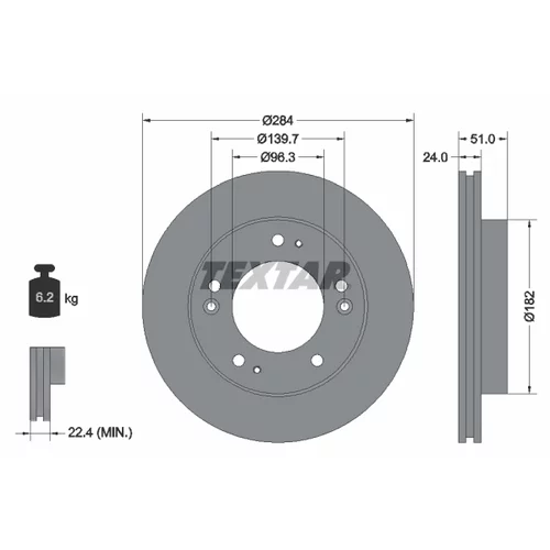Brzdový kotúč TEXTAR 92104400