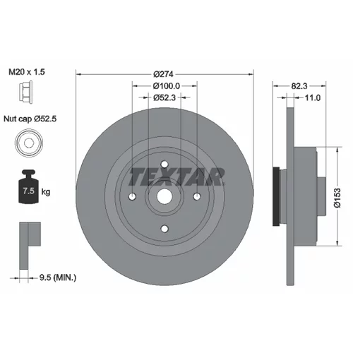 Brzdový kotúč TEXTAR 92141403