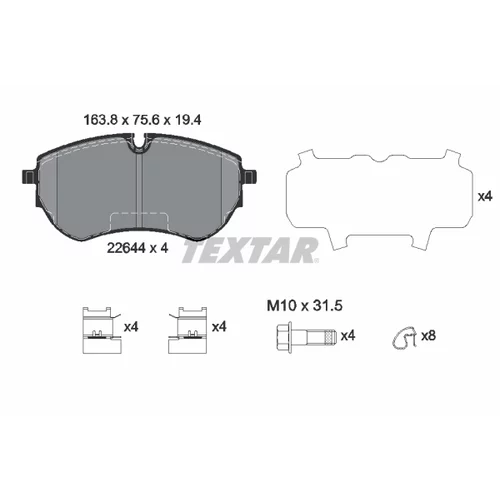 Sada brzdových platničiek kotúčovej brzdy TEXTAR 2264401