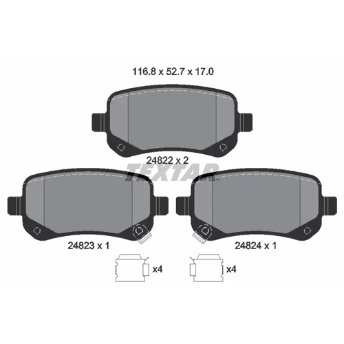 Sada brzdových platničiek kotúčovej brzdy 2482201 /TEXTAR/