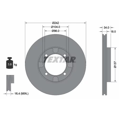 Brzdový kotúč TEXTAR 92034700