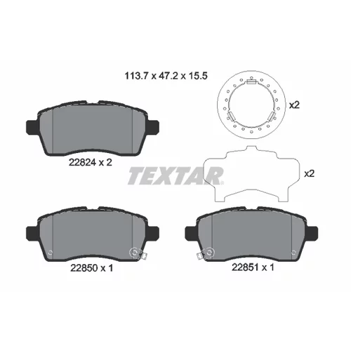 Sada brzdových platničiek kotúčovej brzdy TEXTAR 2282401