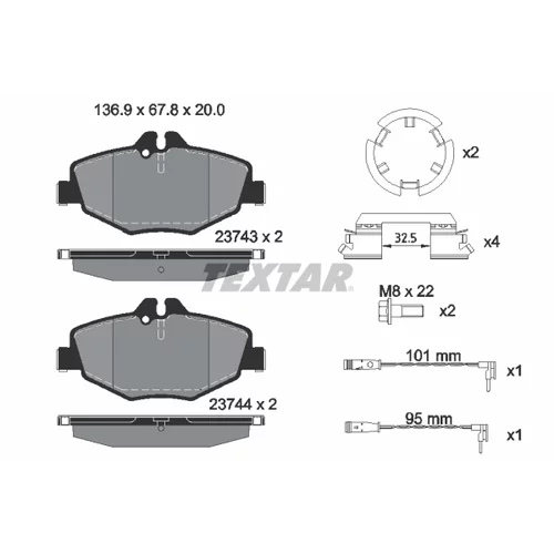 Sada brzdových platničiek kotúčovej brzdy TEXTAR 2374303