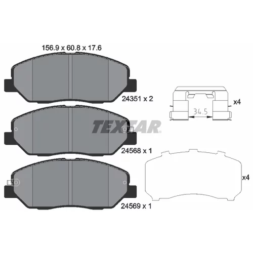 Sada brzdových platničiek kotúčovej brzdy 2435101 /TEXTAR/