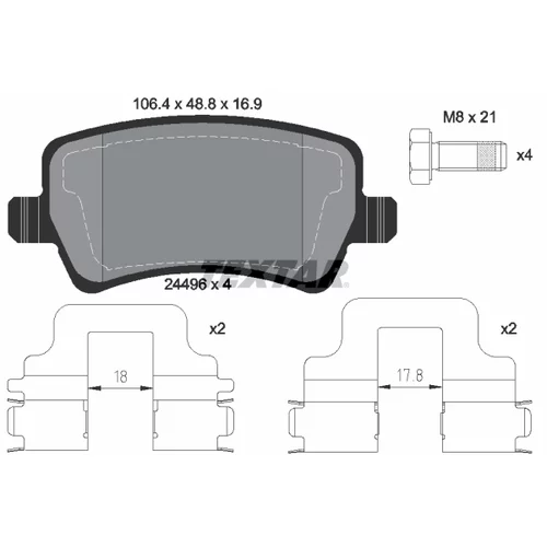 Sada brzdových platničiek kotúčovej brzdy 2449602 /TEXTAR/