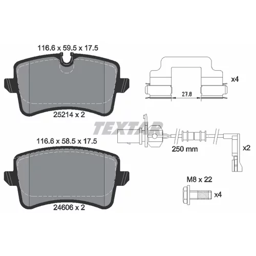 Sada brzdových platničiek kotúčovej brzdy 2521404 /TEXTAR/