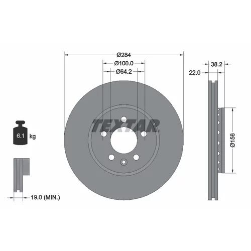 Brzdový kotúč TEXTAR 92103400