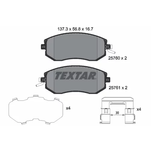 Sada brzdových platničiek kotúčovej brzdy TEXTAR 2576001