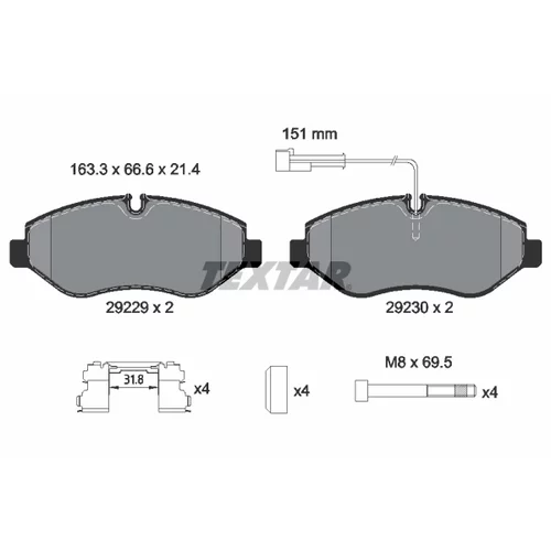 Sada brzdových platničiek kotúčovej brzdy TEXTAR 2922902
