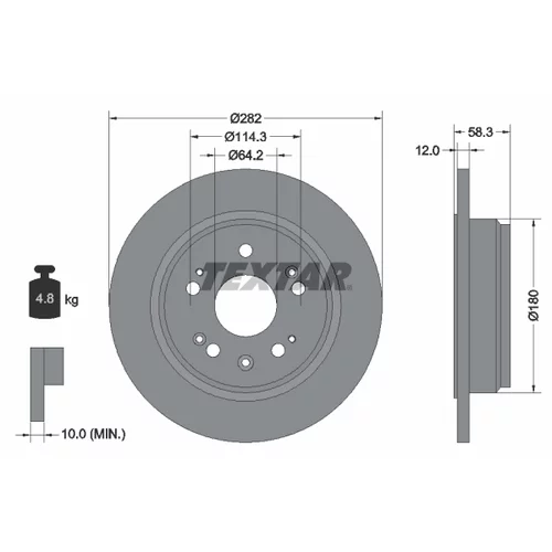 Brzdový kotúč TEXTAR 92144500
