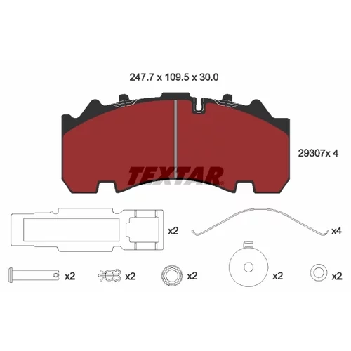 Sada brzdových platničiek kotúčovej brzdy TEXTAR 2930701 - obr. 1