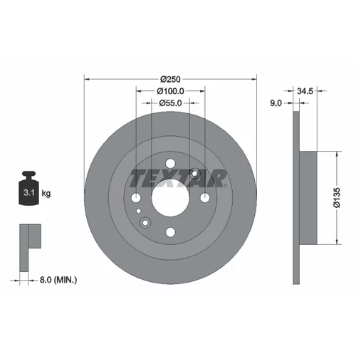 Brzdový kotúč 92061700 /TEXTAR/