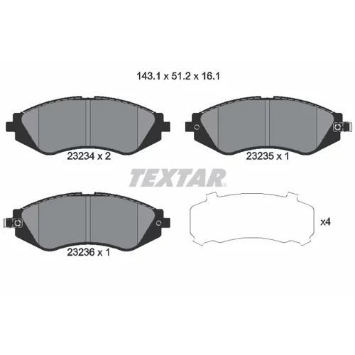Sada brzdových platničiek kotúčovej brzdy TEXTAR 2323401