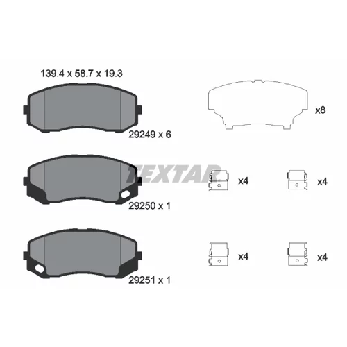 Sada brzdových platničiek kotúčovej brzdy TEXTAR 2924901