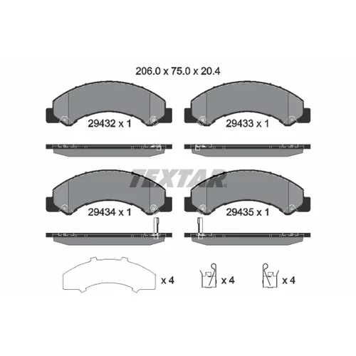 Sada brzdových platničiek kotúčovej brzdy TEXTAR 2943201