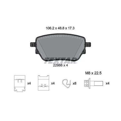 Sada brzdových platničiek kotúčovej brzdy TEXTAR 2298601