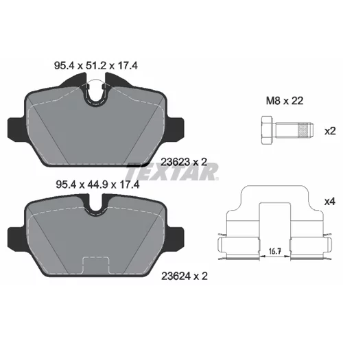 Sada brzdových platničiek kotúčovej brzdy TEXTAR 2362303