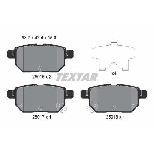 Sada brzdových platničiek kotúčovej brzdy TEXTAR 2501601