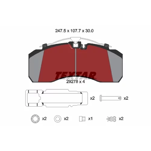 Sada brzdových platničiek kotúčovej brzdy TEXTAR 2927803 - obr. 1