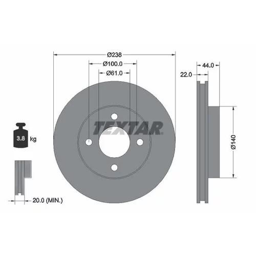 Brzdový kotúč TEXTAR 92285703