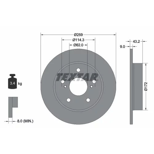 Brzdový kotúč TEXTAR 92308303