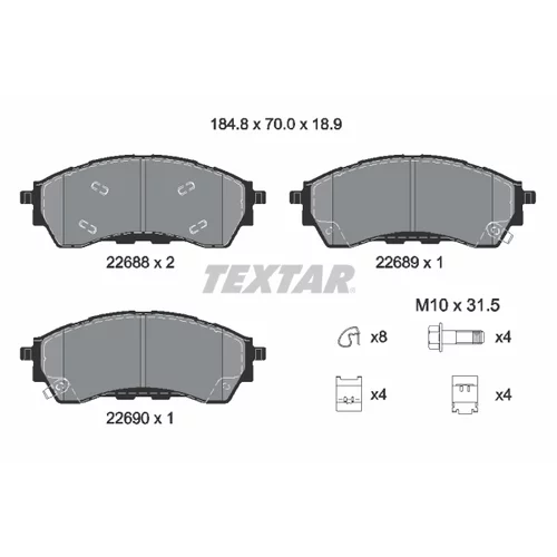 Sada brzdových platničiek kotúčovej brzdy TEXTAR 2268801