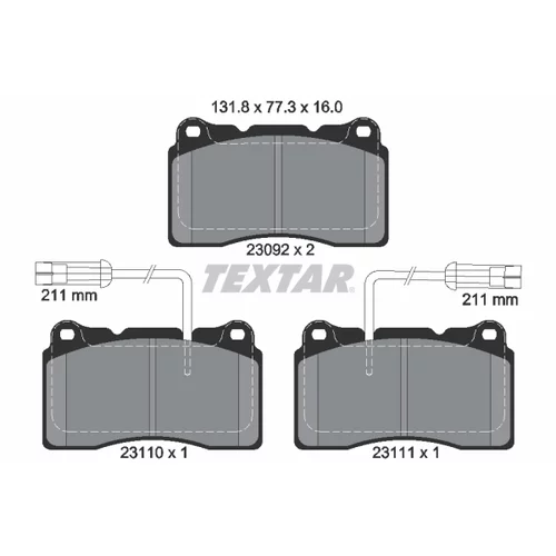 Sada brzdových platničiek kotúčovej brzdy TEXTAR 2309201