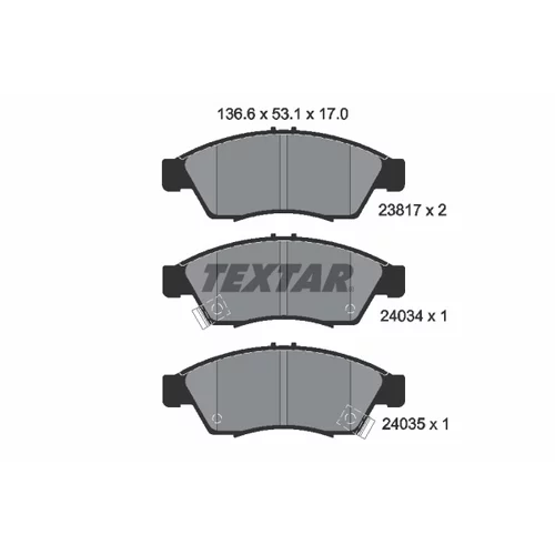 Sada brzdových platničiek kotúčovej brzdy TEXTAR 2381701