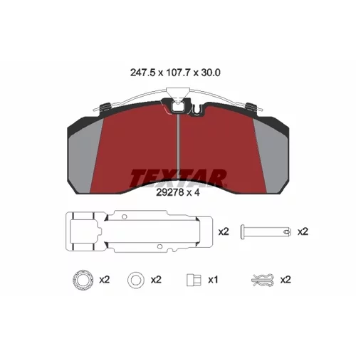 Sada brzdových platničiek kotúčovej brzdy TEXTAR 2927801 - obr. 1