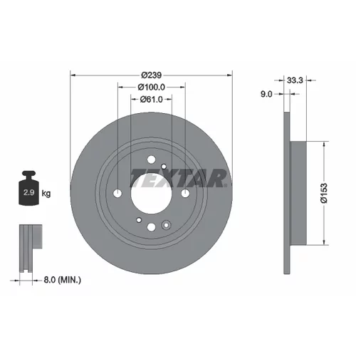 Brzdový kotúč TEXTAR 92333903