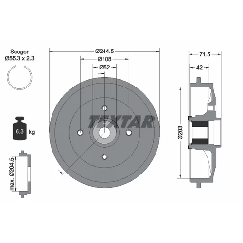 Brzdový bubon TEXTAR 94041200