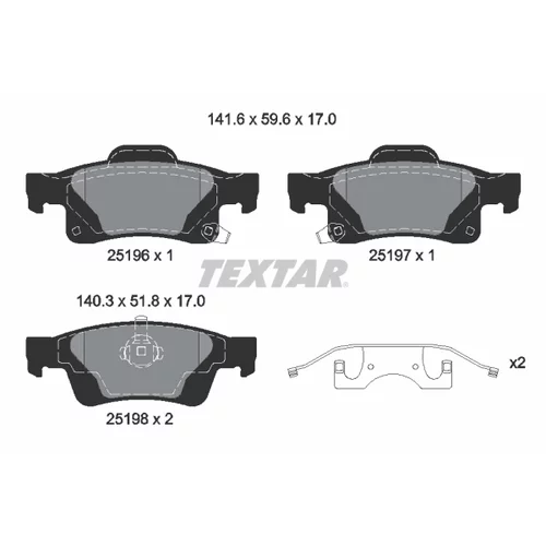 Sada brzdových platničiek kotúčovej brzdy TEXTAR 2519603