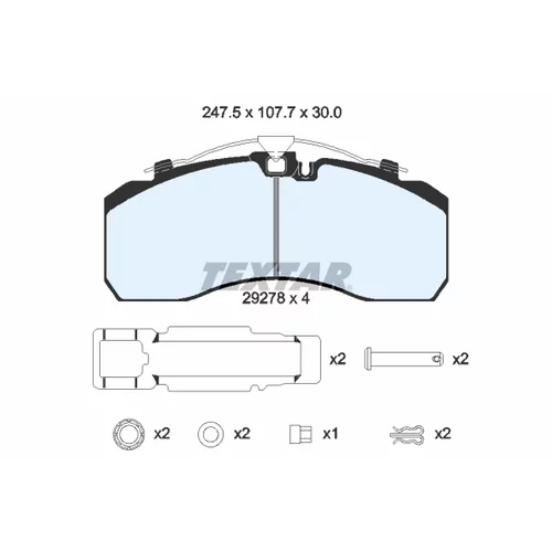 Sada brzdových platničiek kotúčovej brzdy TEXTAR 2927802 - obr. 1