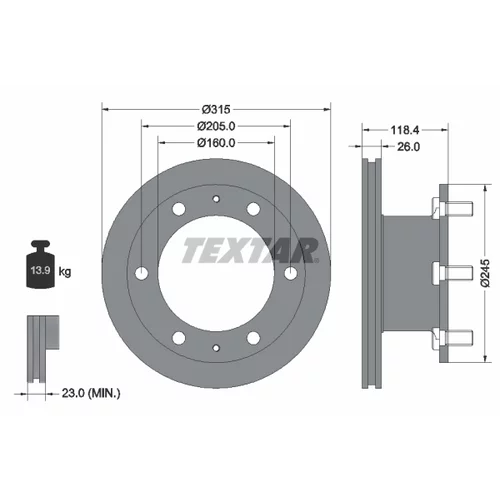 Brzdový kotúč TEXTAR 93084600