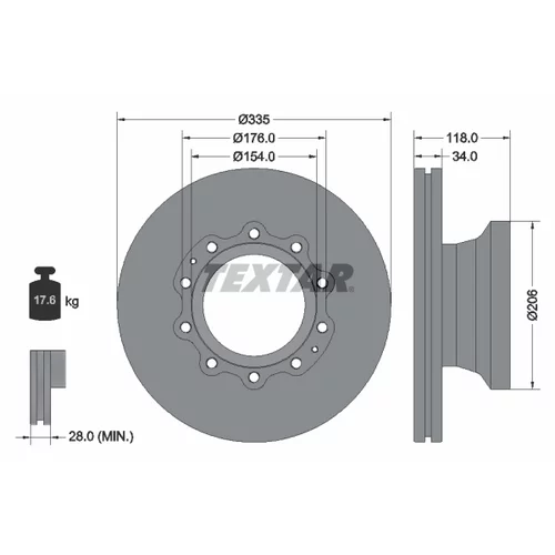 Brzdový kotúč TEXTAR 93143100