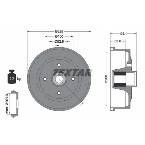 Brzdový bubon TEXTAR 94041100