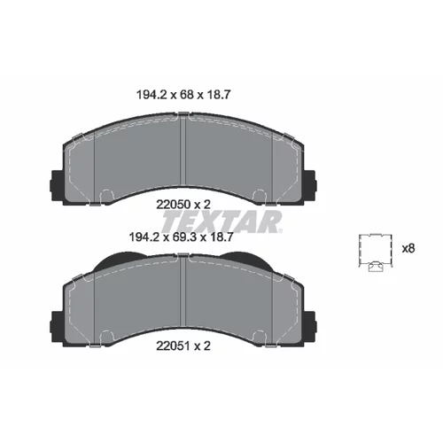 Sada brzdových platničiek kotúčovej brzdy TEXTAR 2205001