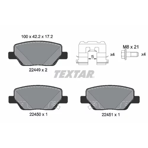 Sada brzdových platničiek kotúčovej brzdy TEXTAR 2244901