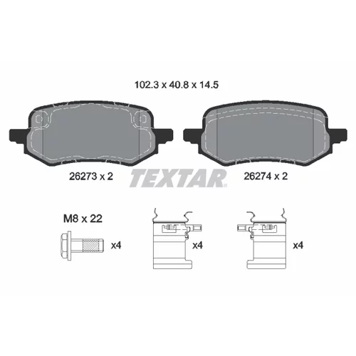 Sada brzdových platničiek kotúčovej brzdy TEXTAR 2627301