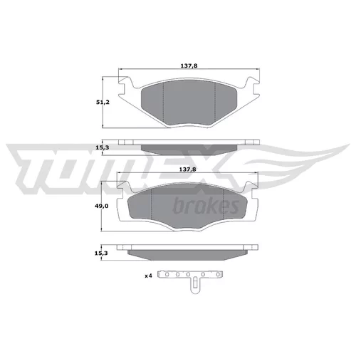 Sada brzdových platničiek kotúčovej brzdy TOMEX Brakes TX 10-14