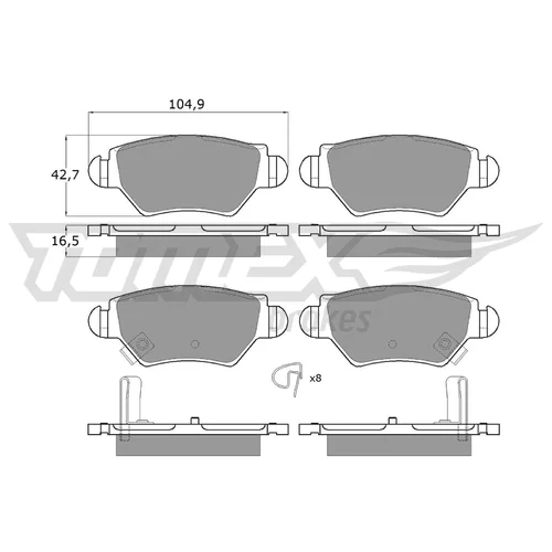Sada brzdových platničiek kotúčovej brzdy TOMEX Brakes TX 12-14